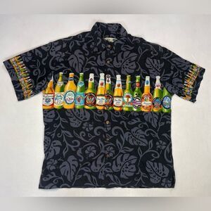 VINTAGE Koko Island Hawaiian Beer Print Shirt Men Large Short Sleeve USA 90s